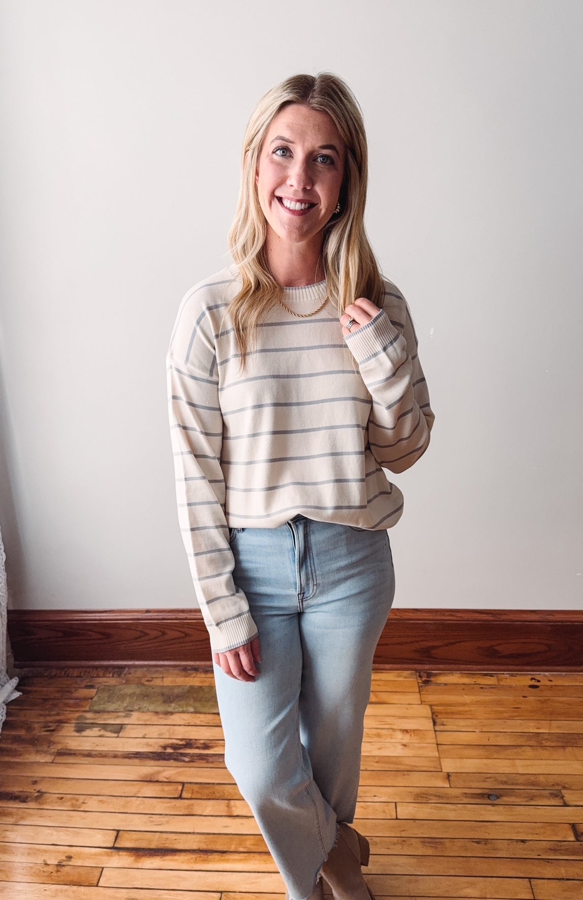 Camden Cream + Mint Lightweight Sweater