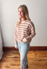 Camel + Pink Striped Sweater