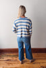 Sutton Blue + Cream Drop Shoulder Sweater