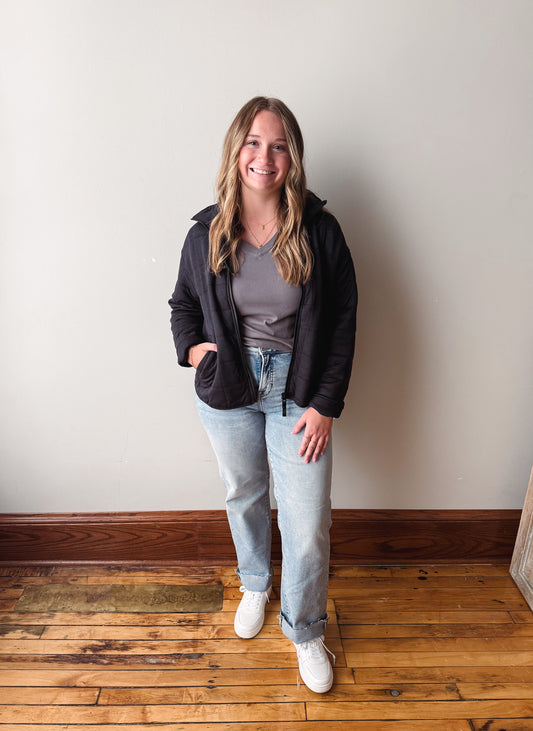 Indiana Quilted Jacket - Black Heather