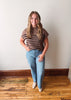 Striped Mock Neck Short Sleeve - Mocha