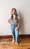 Striped Mock Neck Short Sleeve - Ivory