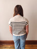 Striped Mock Neck Short Sleeve - Ivory