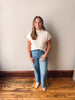 Short Sleeve Mock Neck Pocket Sweater - Cream