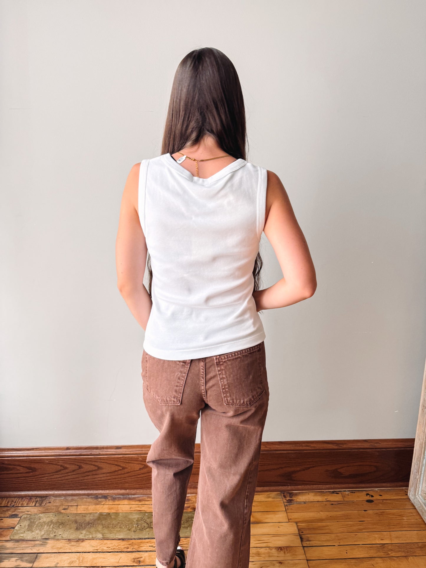 Ellie V Neck Tank White