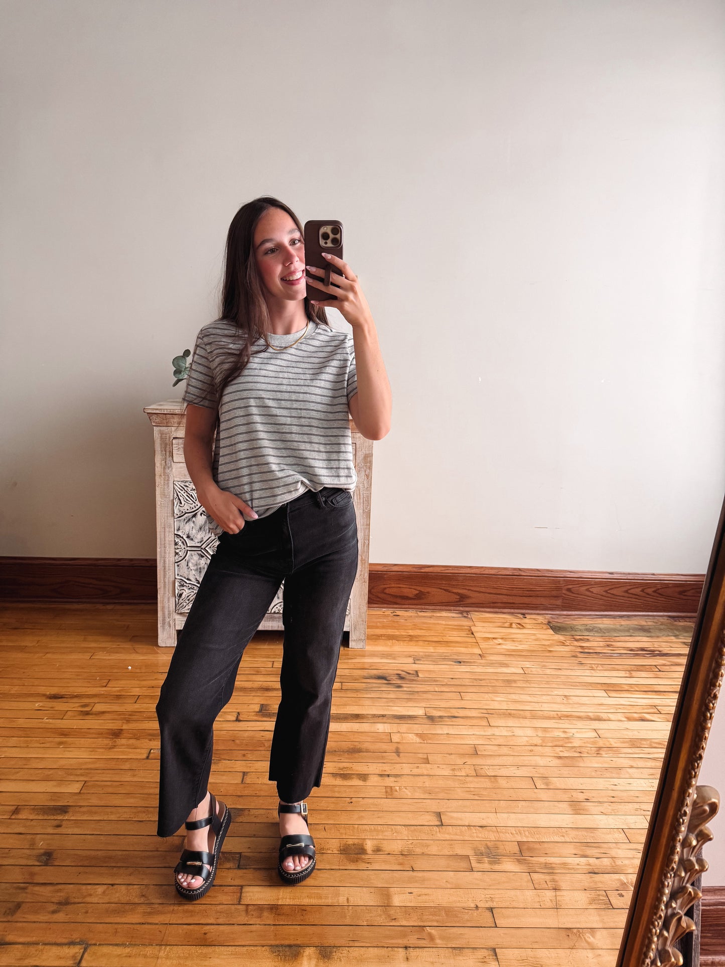 Kendra Striped Top - Grey