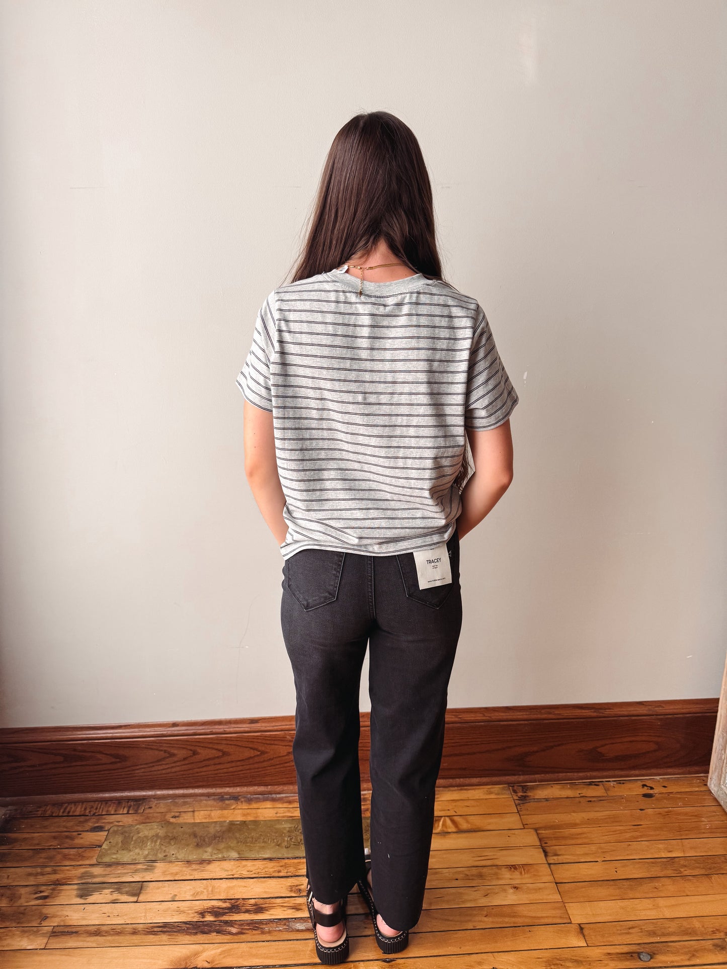 Kendra Striped Top - Grey
