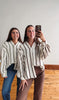 Oversized Striped Button Up - Olive
