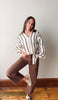 Oversized Striped Button Up - Brown