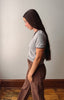 Grey Short Sleeve Stitch Top