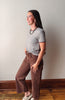 Grey Short Sleeve Stitch Top