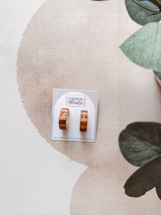 Faux Leather Two Tone Hoop Earrings