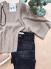 Short Sleeve Taupe Sweater