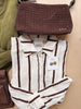 Oversized Striped Button Up - Brown