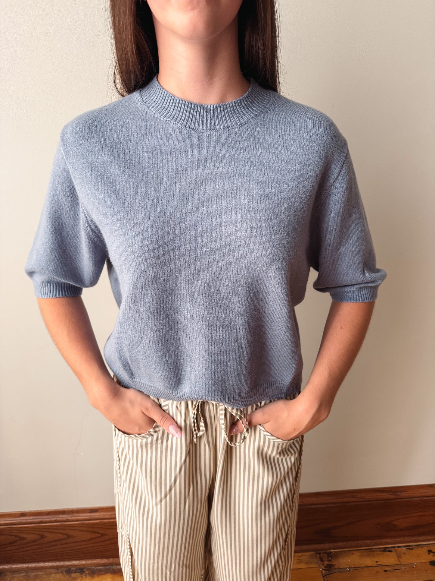 Baby Blue Short Sleeve Sweater