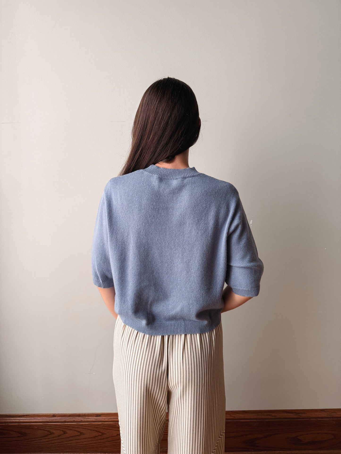 Baby Blue Short Sleeve Sweater