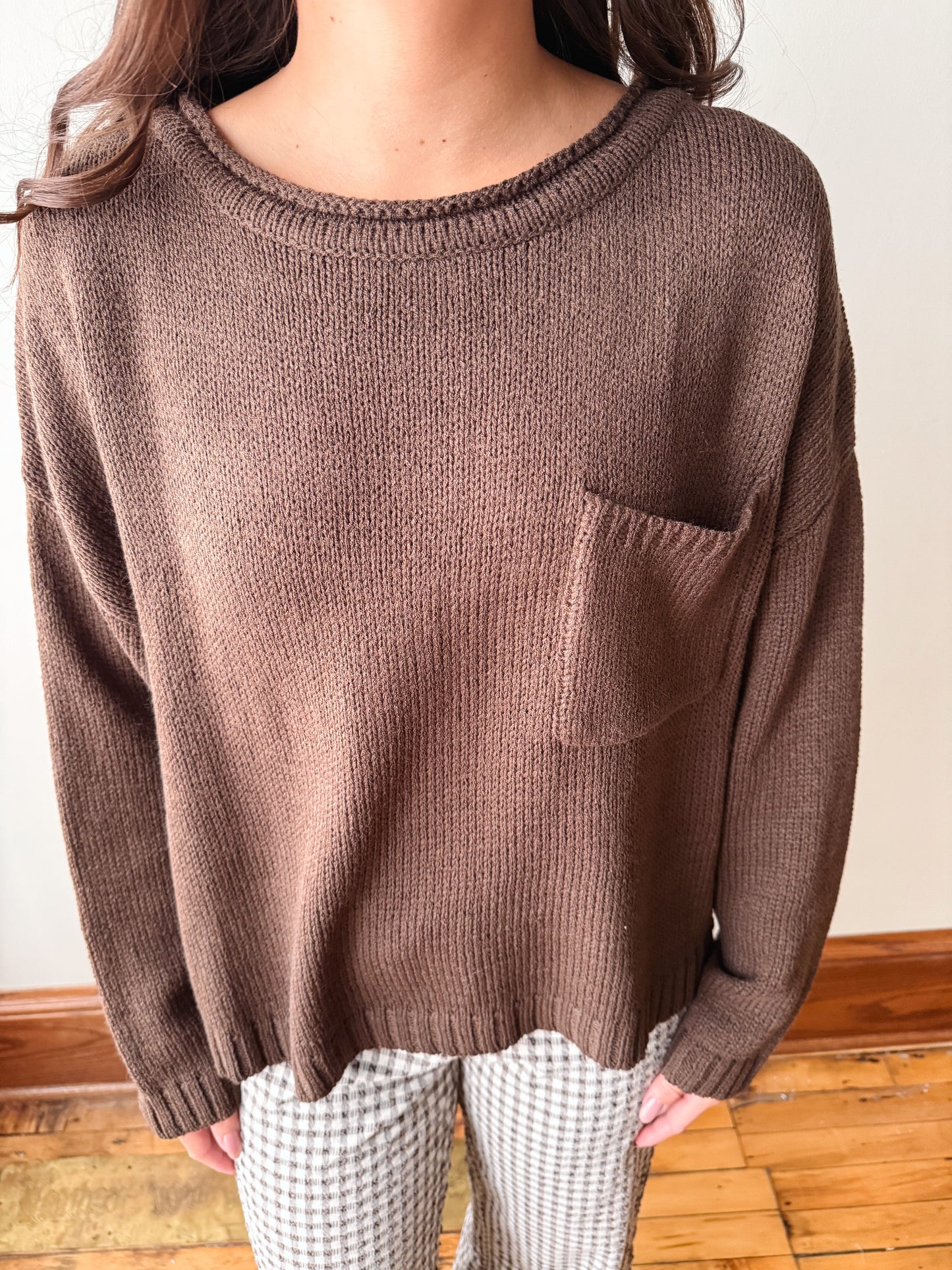Espresso Brown Pocket Sweater