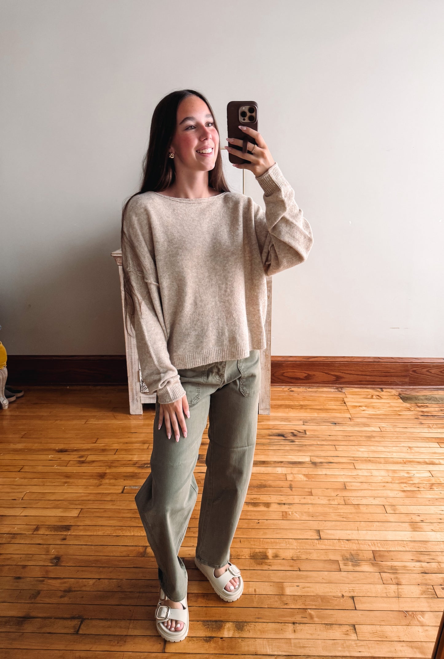 Olive Utility Barrel Jeans