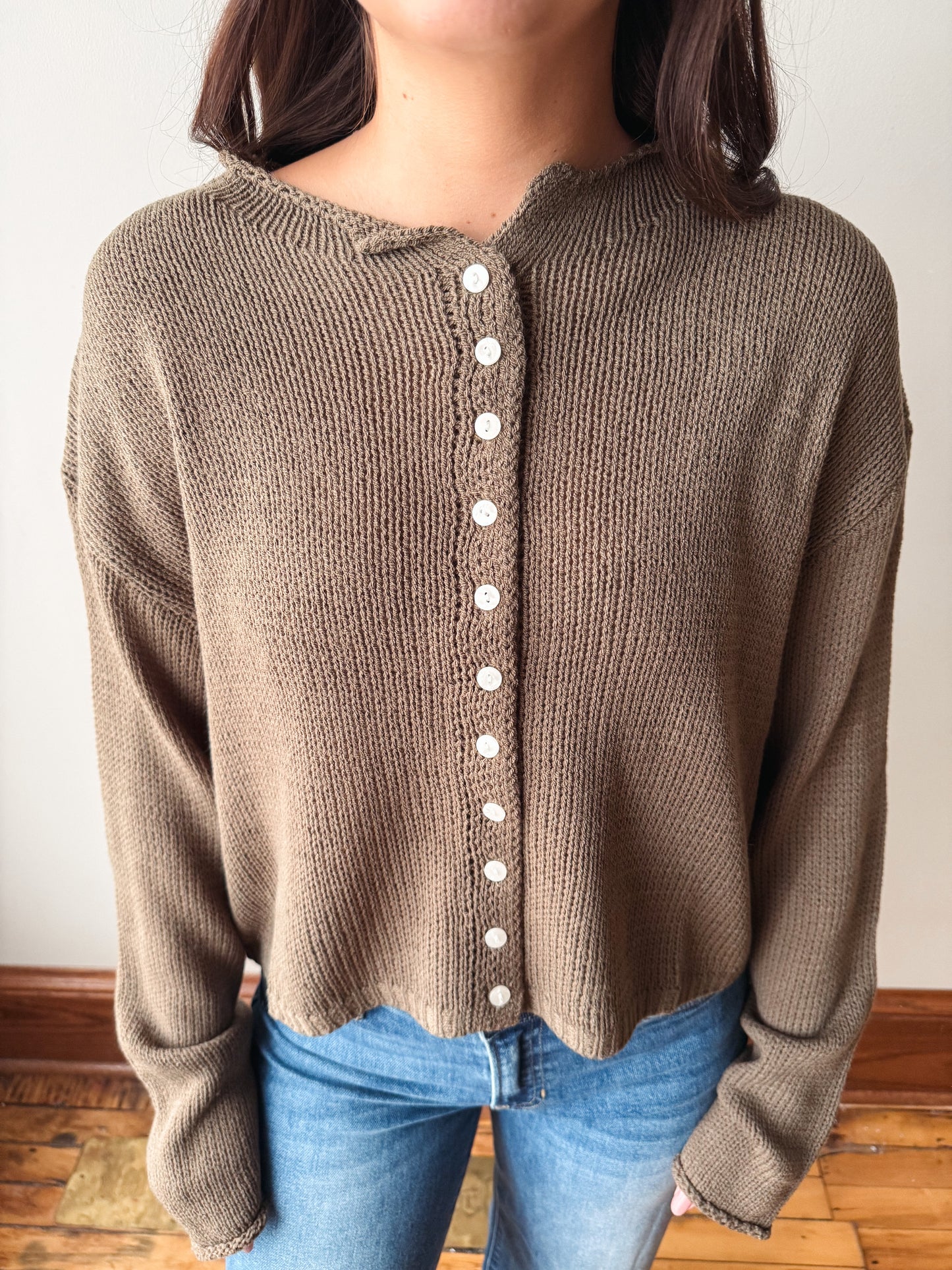 Olive Button Cardigan