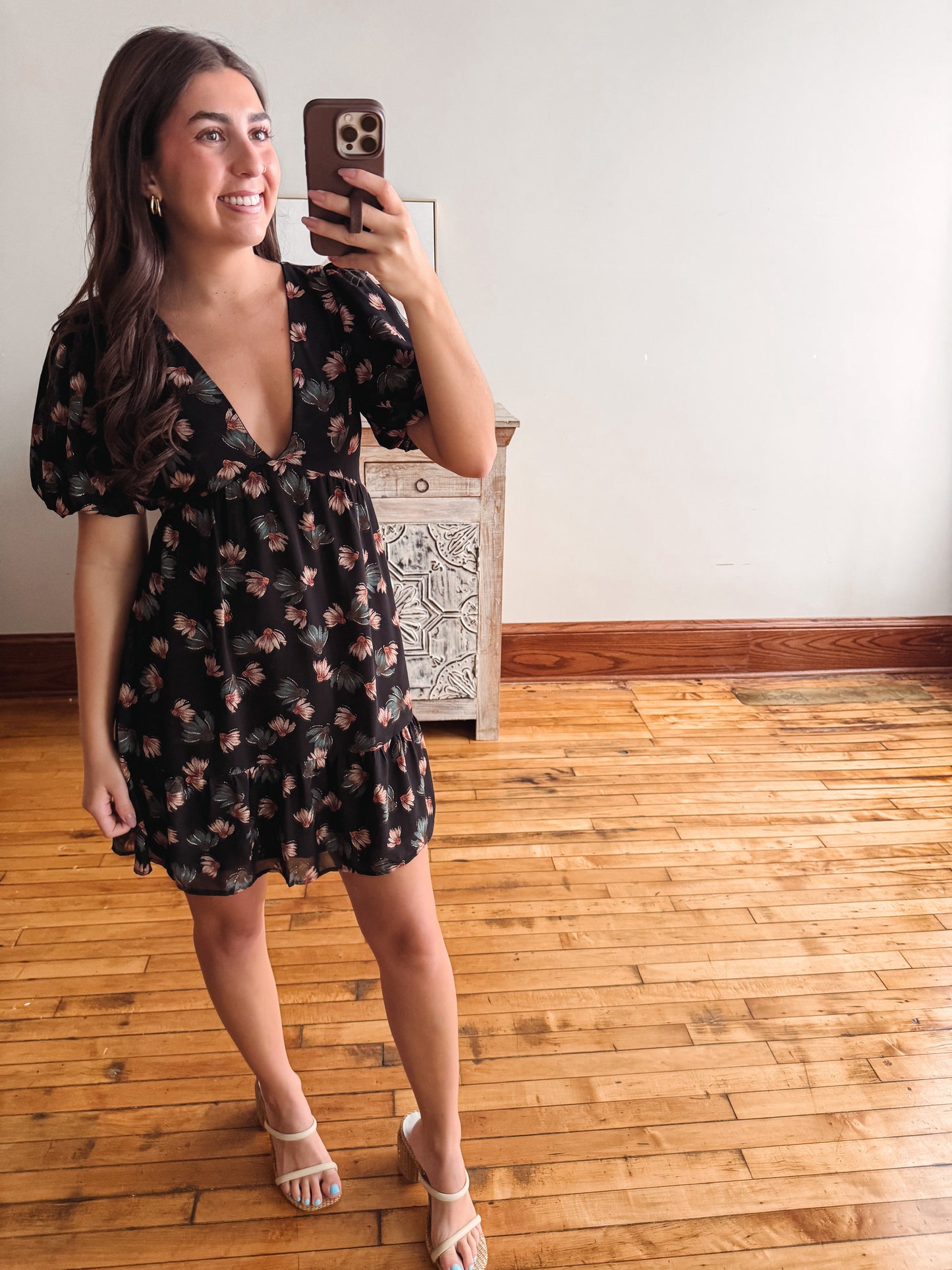 Black Floral Mini Dress