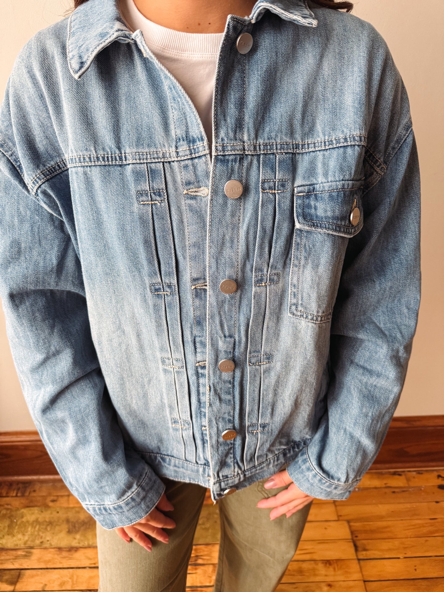 Pintuck Detail Denim Jacket