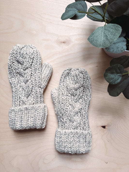 Beige Cable Knit Mittens