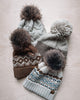 Cream, Black + Camel Patterned Pom Hat