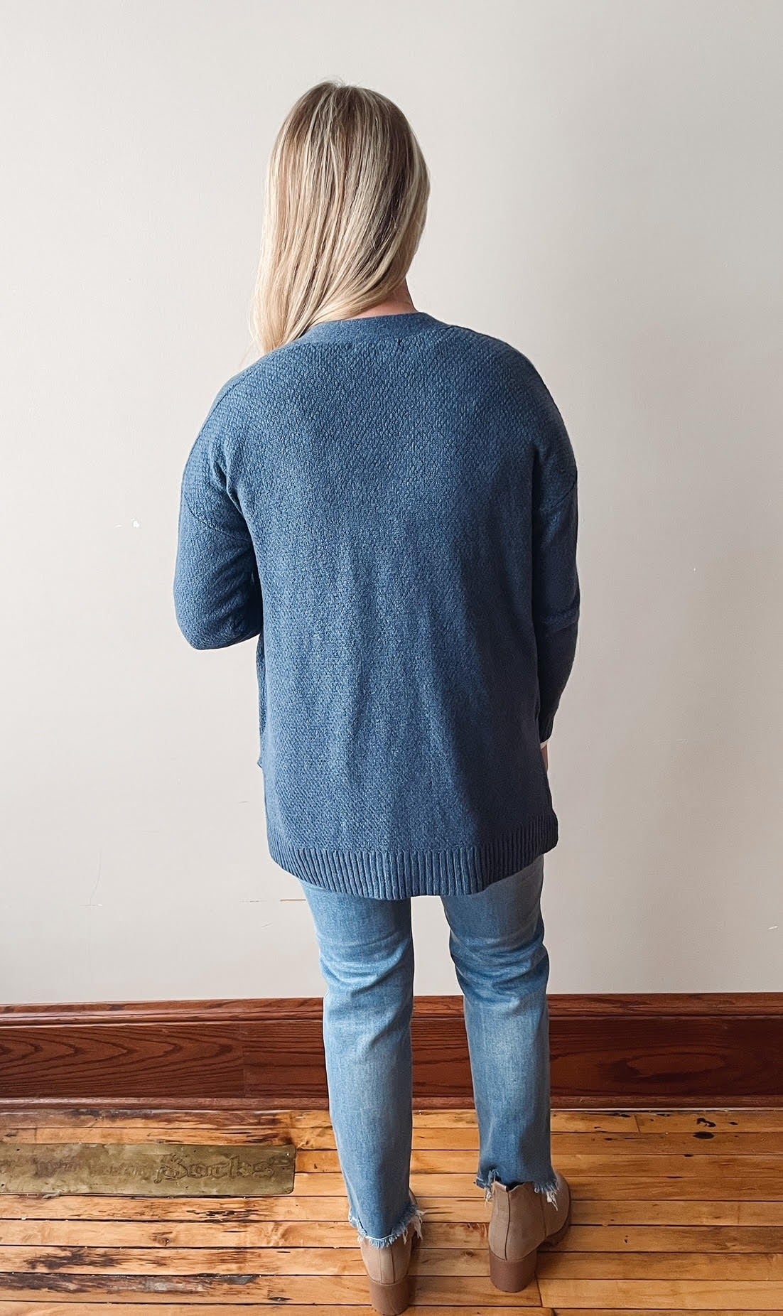 Indigo Waffle Cardigan