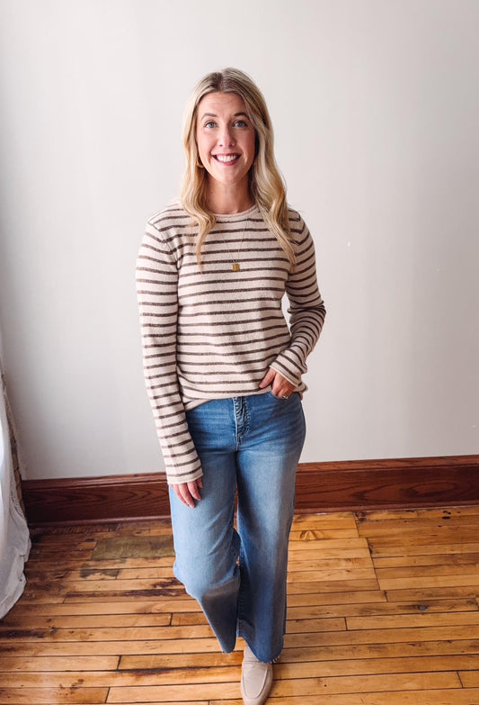 Inez Copper Striped Sweater