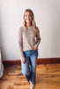 Inez Copper Striped Sweater