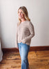 Inez Copper Striped Sweater