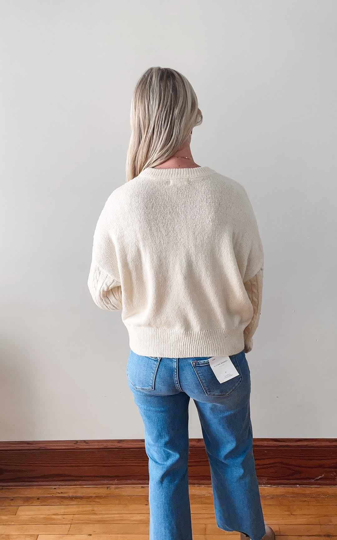 Ivory Cable Knit Bow Sweater