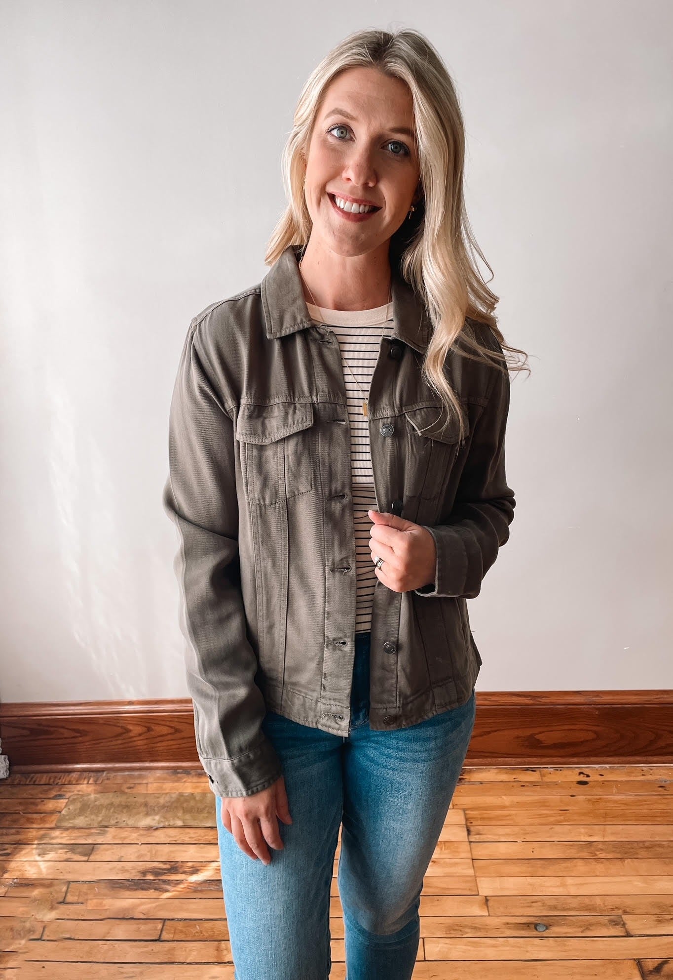 Jackie Olive Denim Jacket