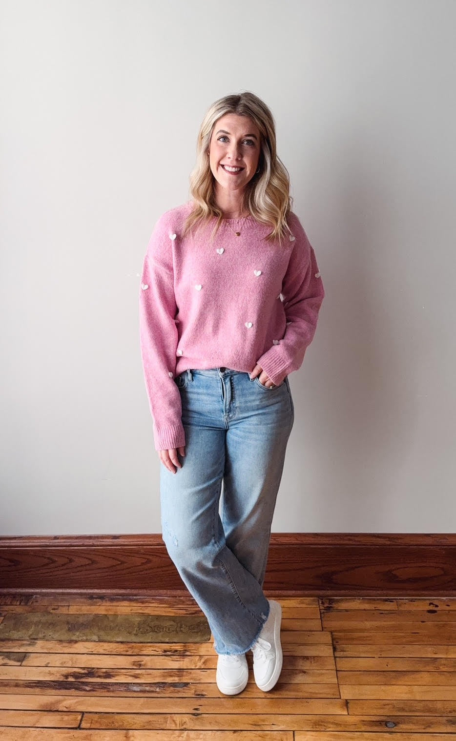 Jane White Heart Sweater