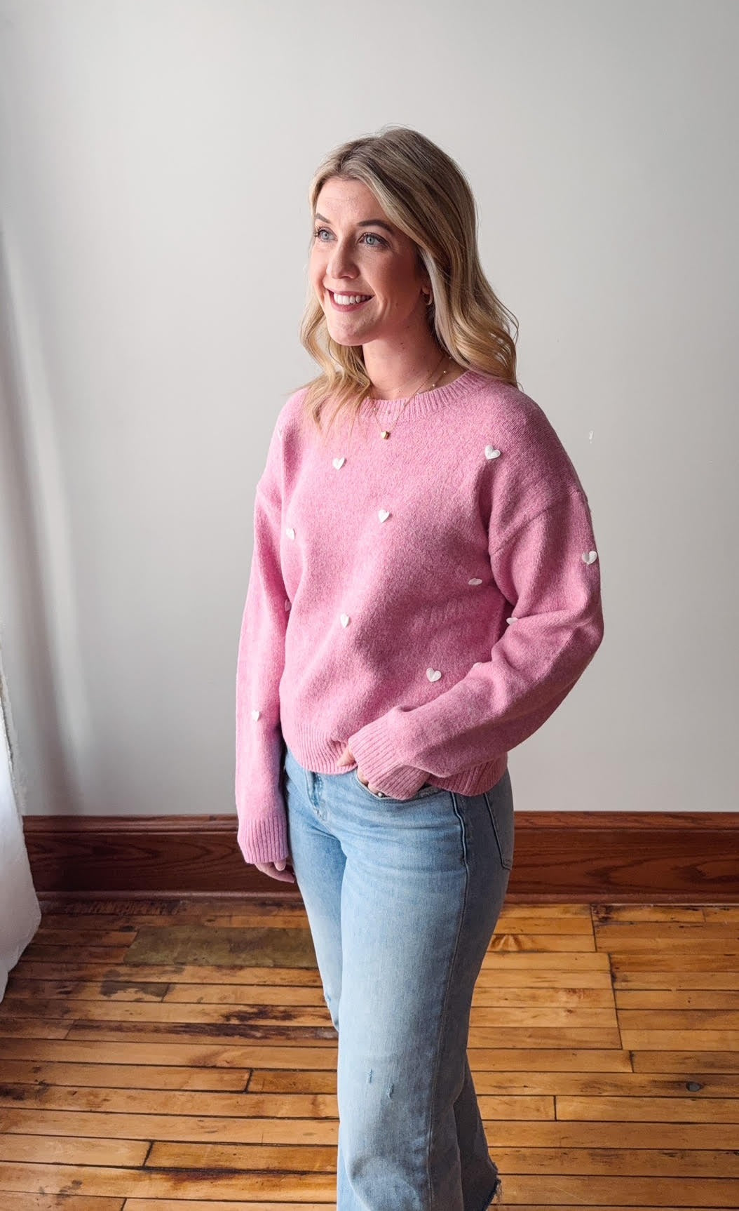 Jane White Heart Sweater