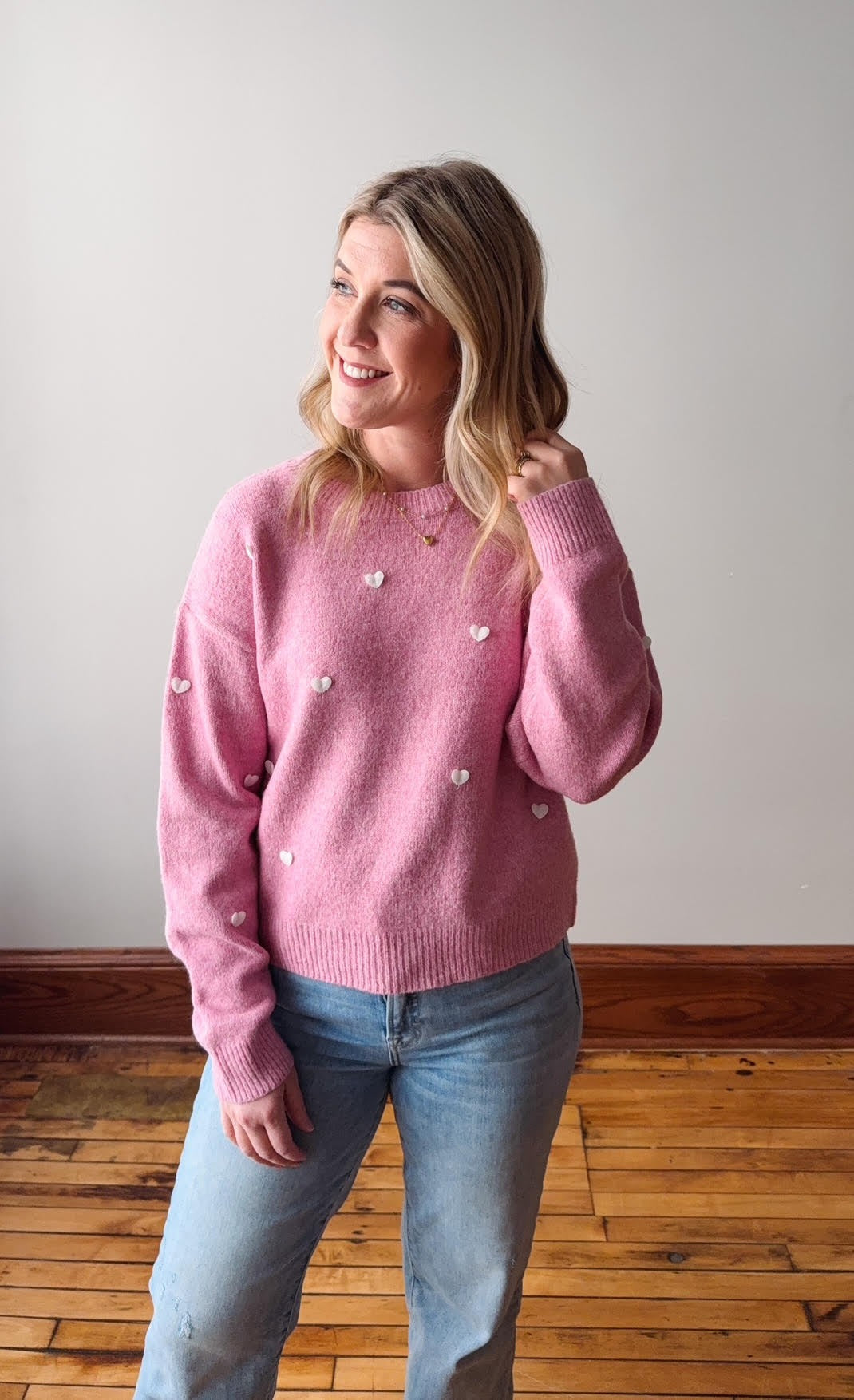 Jane White Heart Sweater