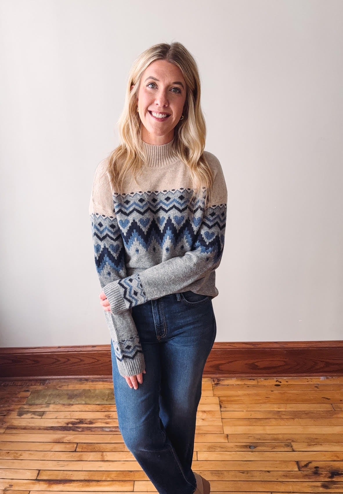 January Patterned Mock Neck Sweater