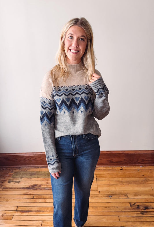 January Patterned Mock Neck Sweater