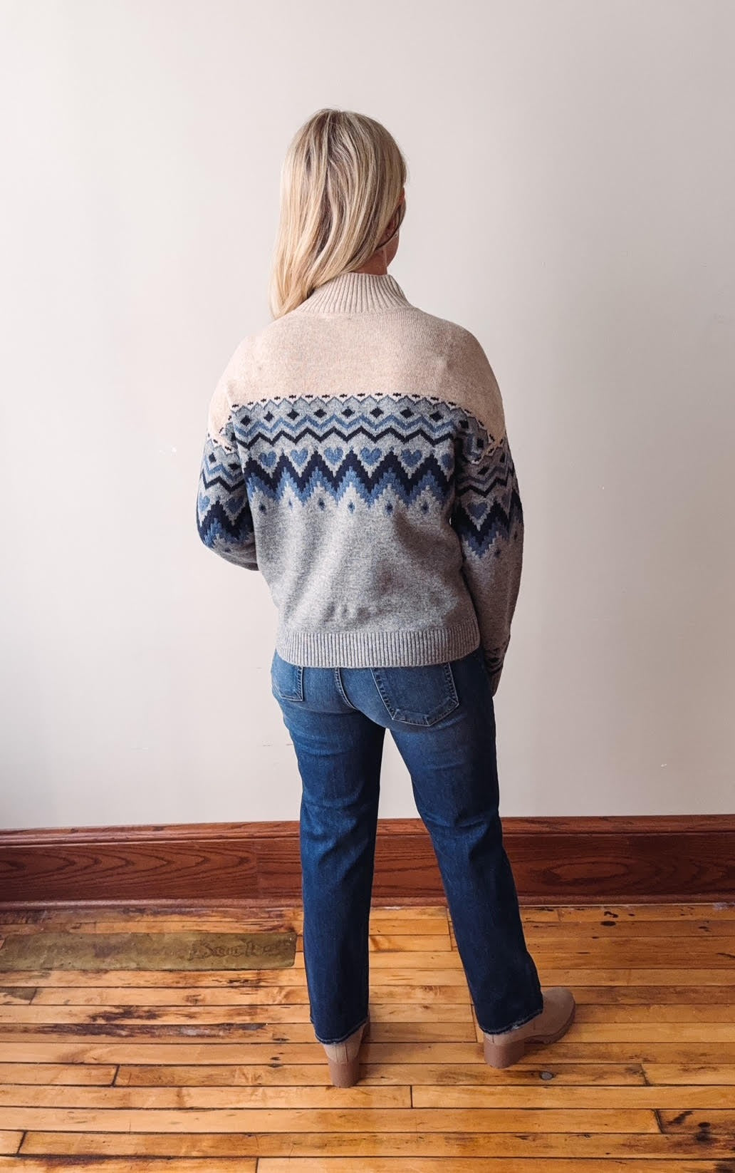 January Patterned Mock Neck Sweater