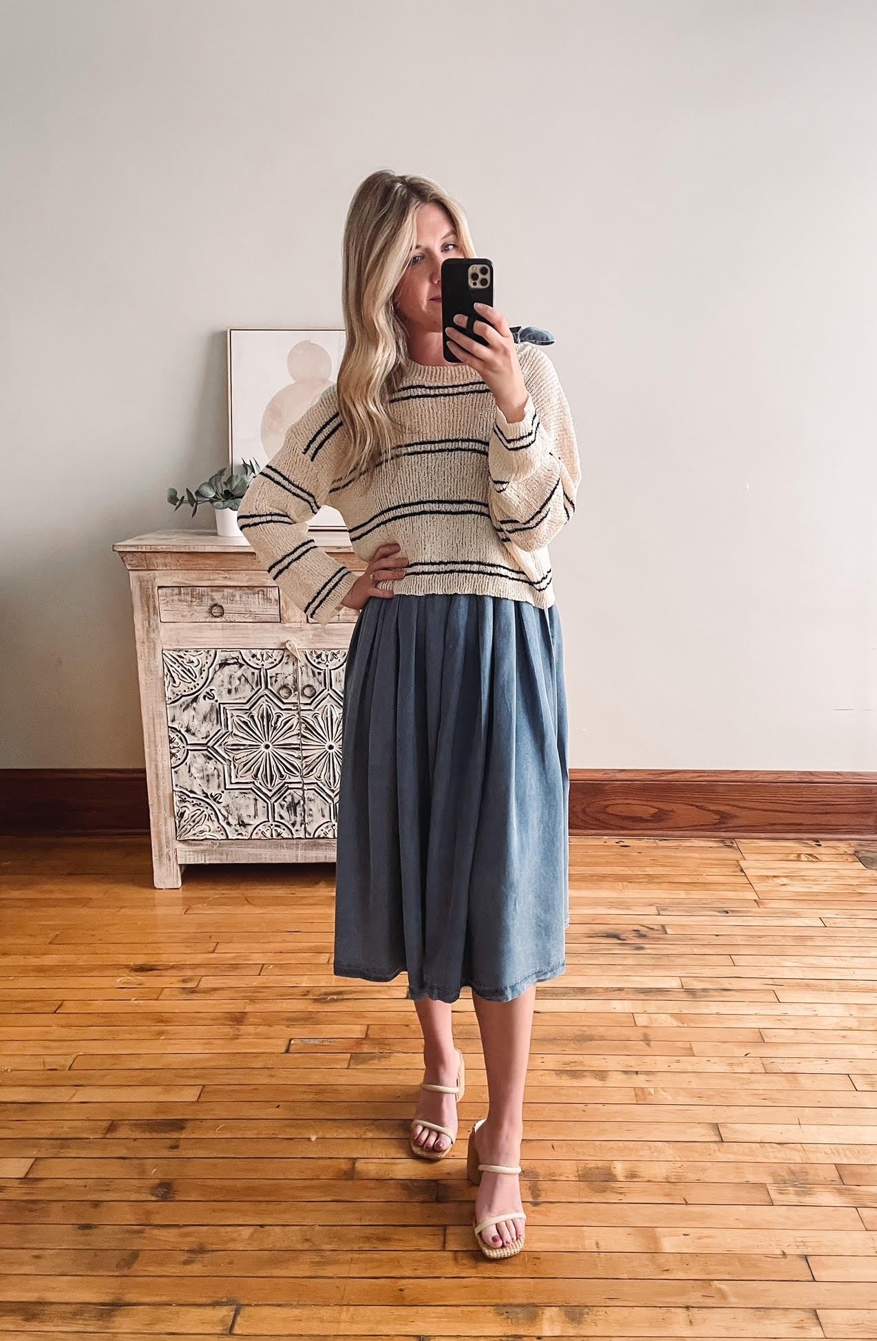 Jessa Pleated Denim Midi Dress