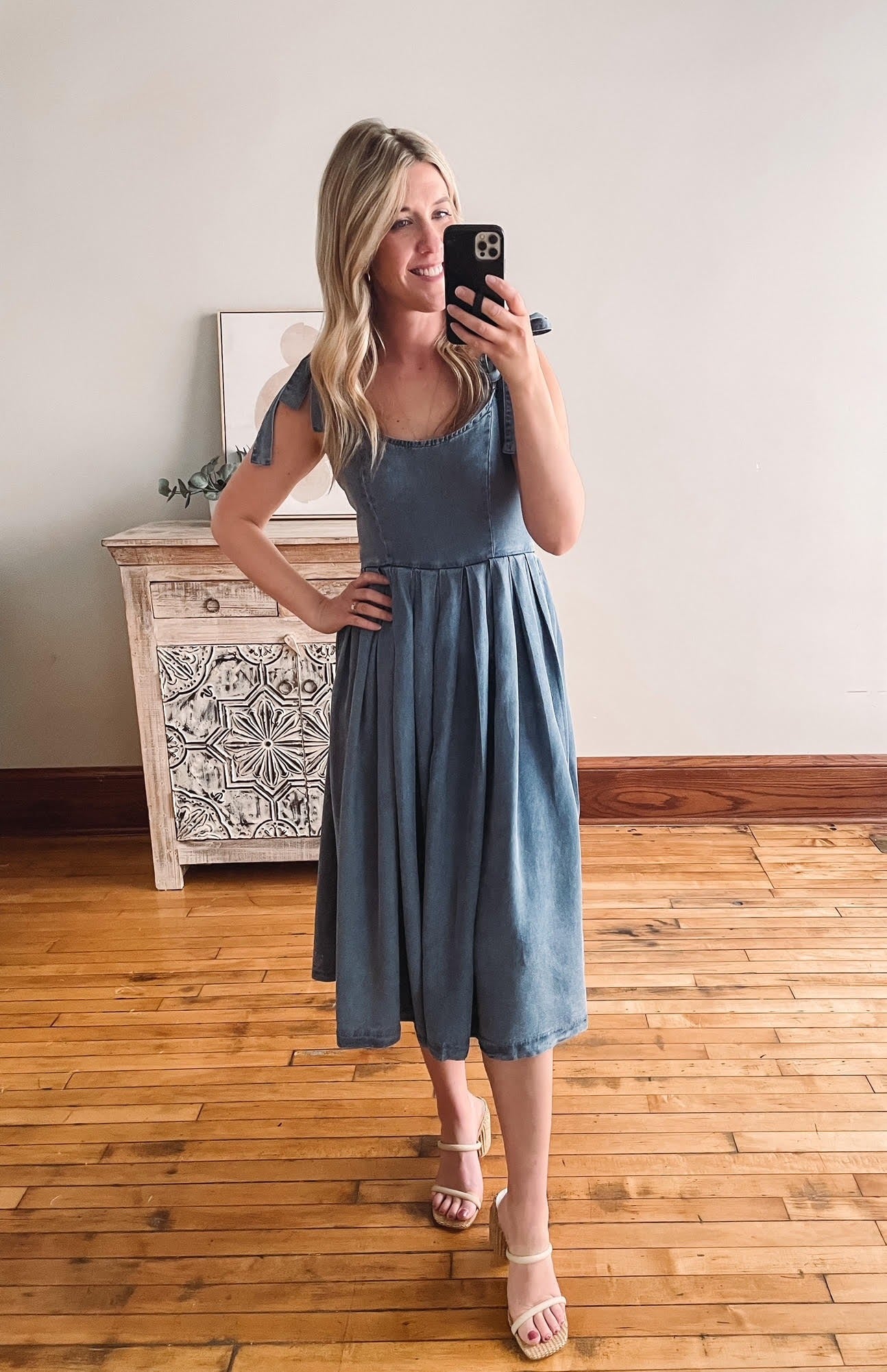 Jessa Pleated Denim Midi Dress