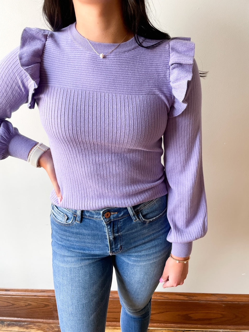 Julia Lavender Ruffle Sweater