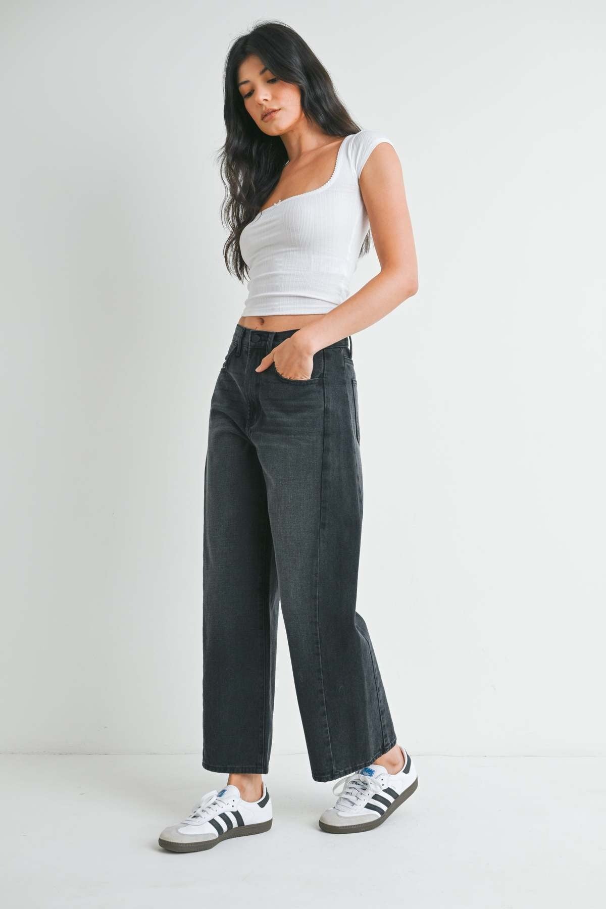 Washed Black Barrel Twist Jean