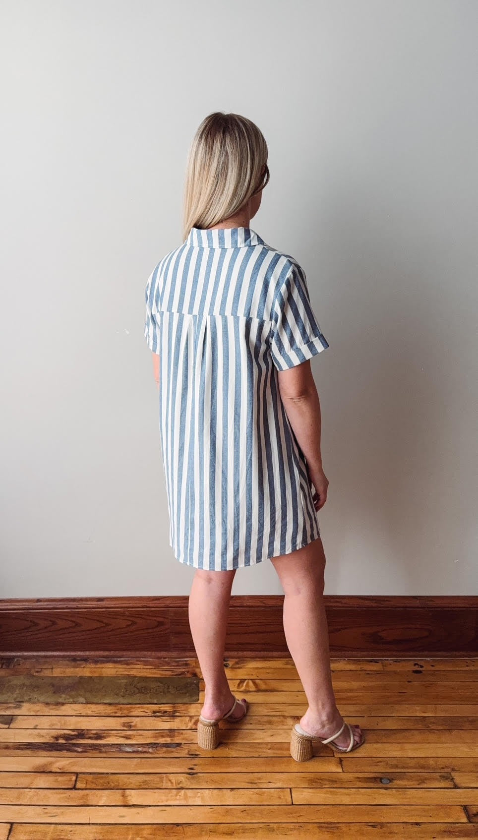 Kai Navy Striped Shirt Dress