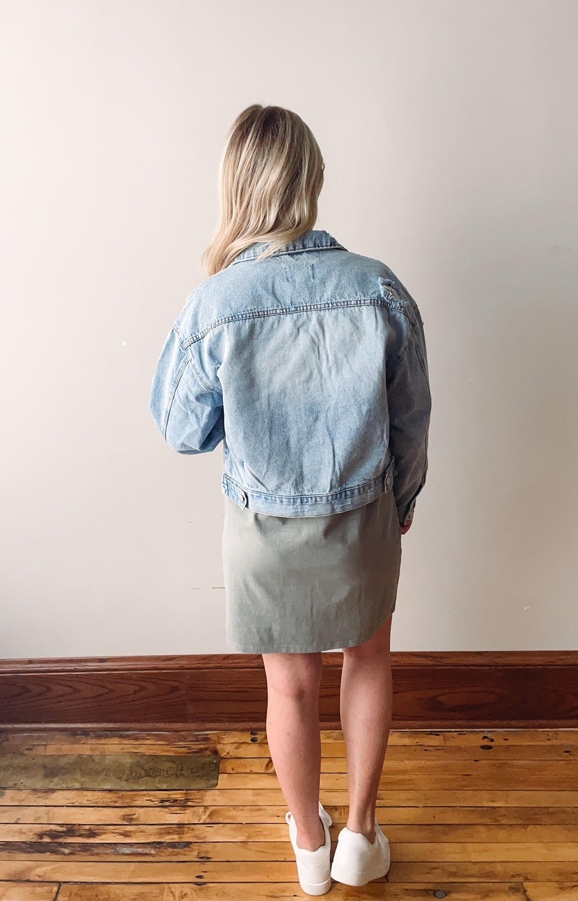 Denim Trucker Jacket with Bow Patch