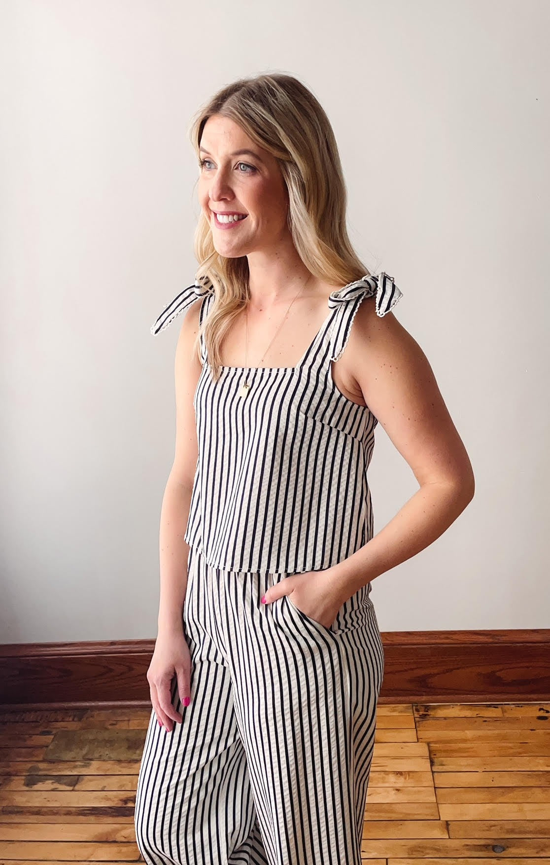 Lapis Striped Crop Top