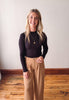 Black Mock Neck Ribbed Top