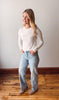 Light Wash Stretch Raw Hem Classic Straight
