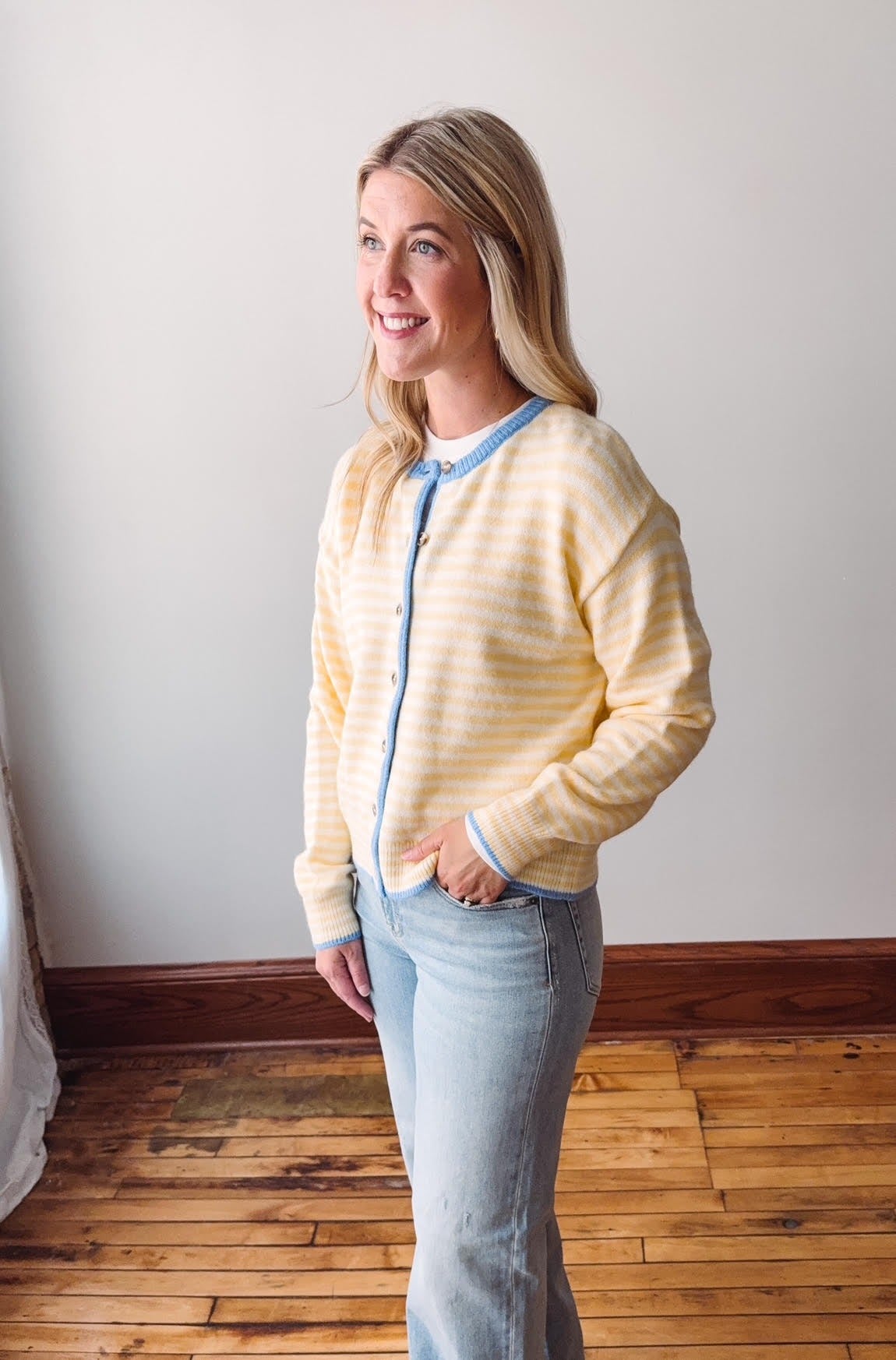 Lila Daisy + Blue Cardigan