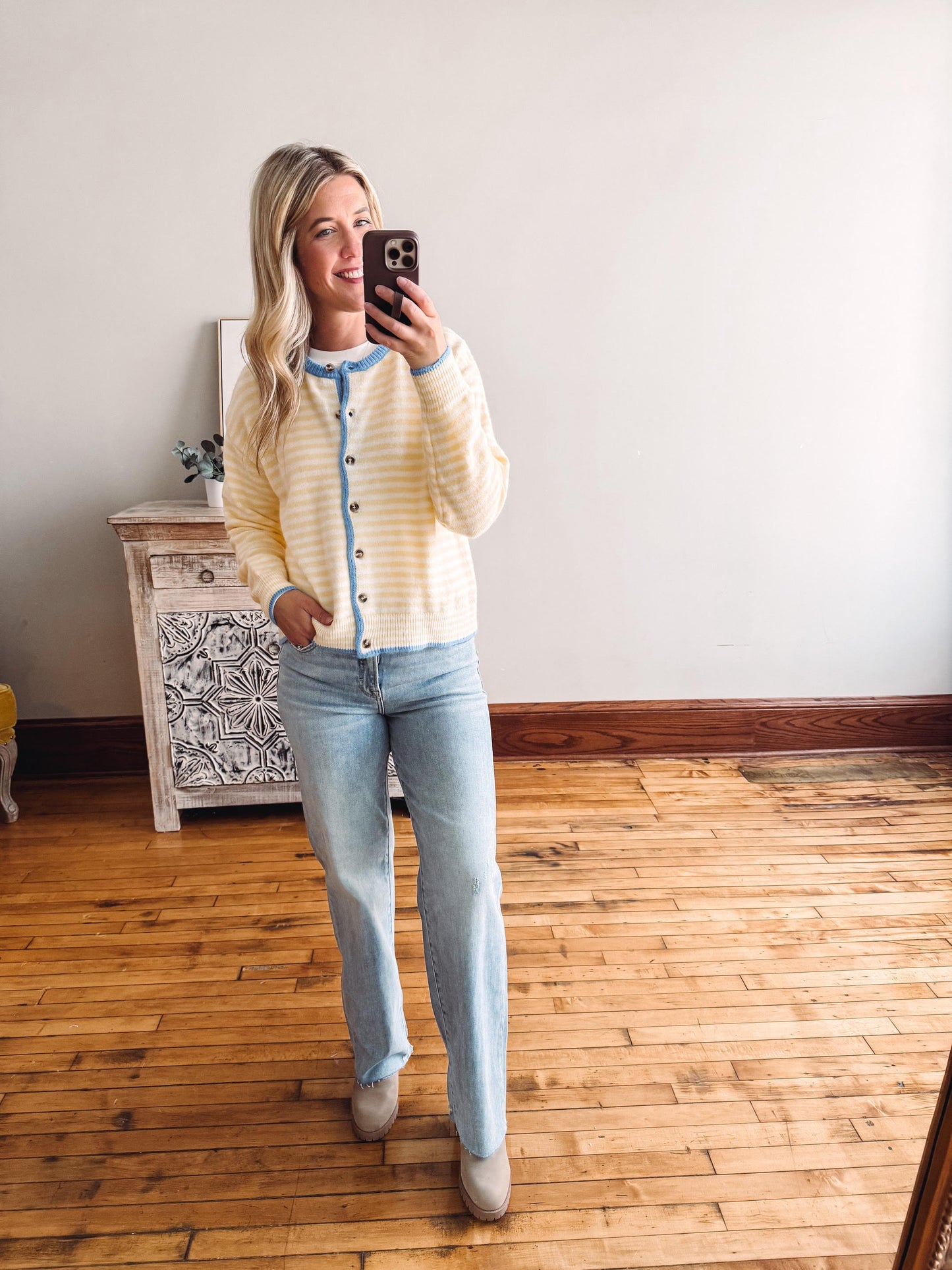 Lila Daisy + Blue Cardigan